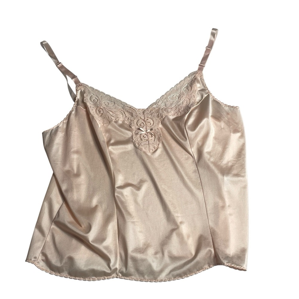 Vintage Bali Blush Pink Lace Camisole Lingerie Top Size 36 USA Made